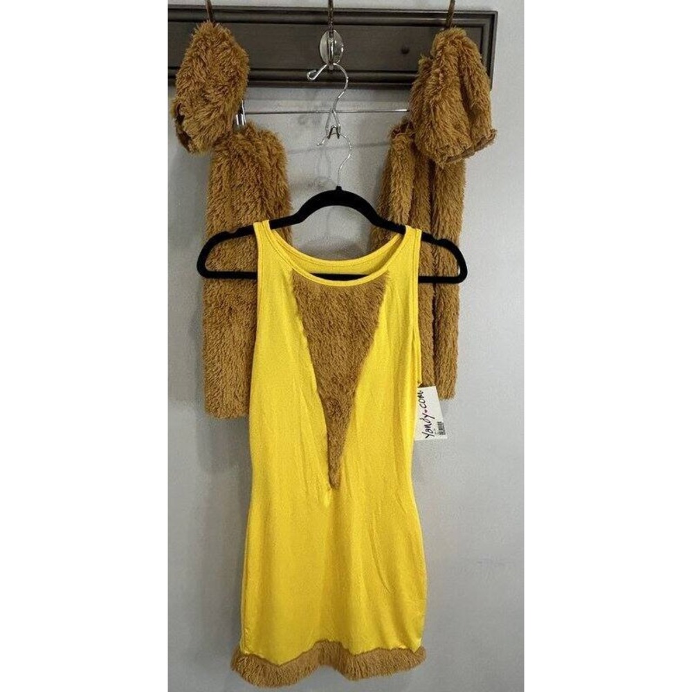 Yandy Lion Theme Lingerie Costume Arm Leg Bands Gown Womens Size New L